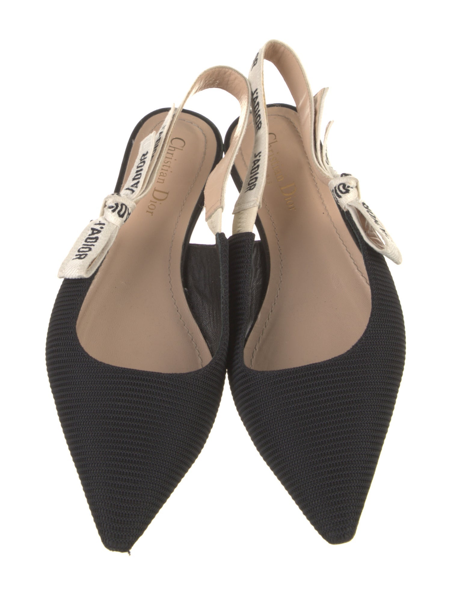 Christian Dior Graphic Print Embroidered Accent Slingback Flats